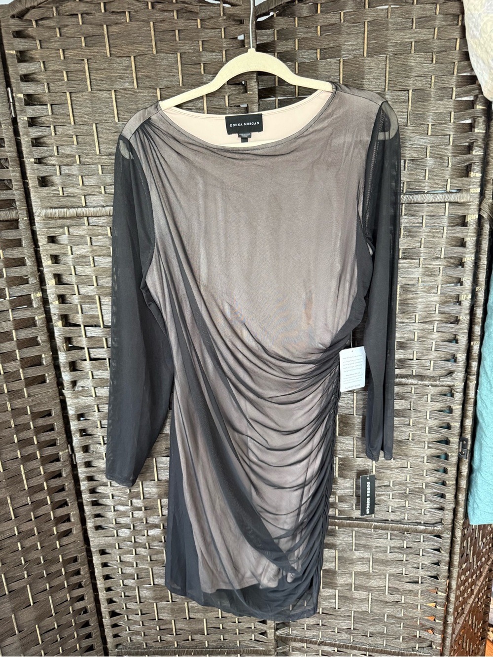 *NEW*Sz 16*Donna Morgan* Long Sleeve Powermesh Minidress